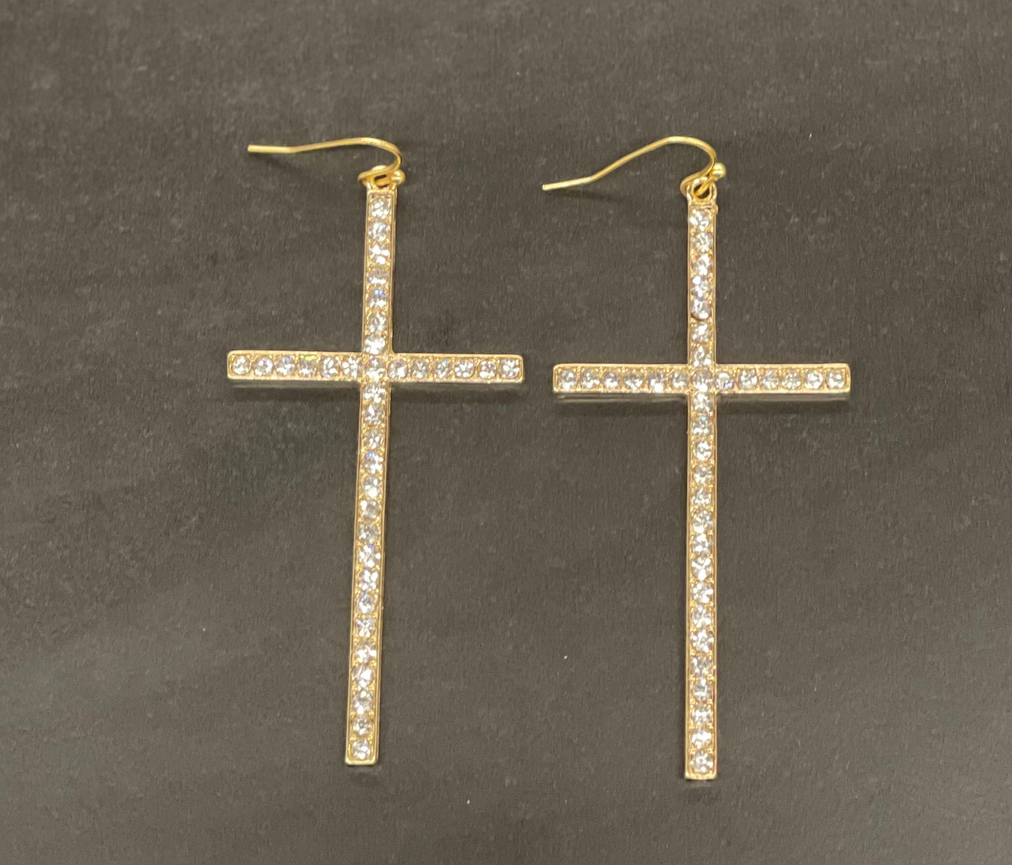 Goldtone Crystal Cross Earrings