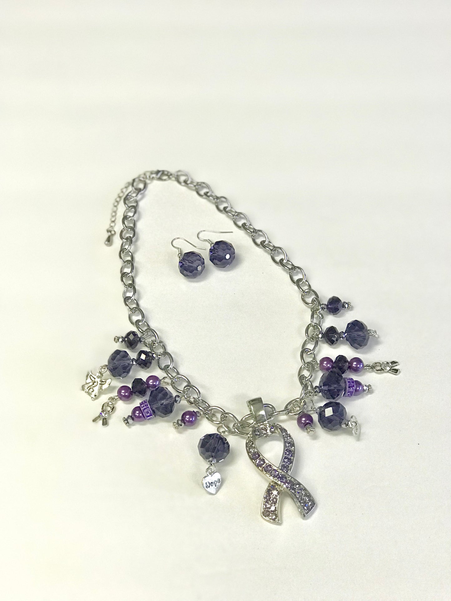 Purple Ribbon Necklace Set