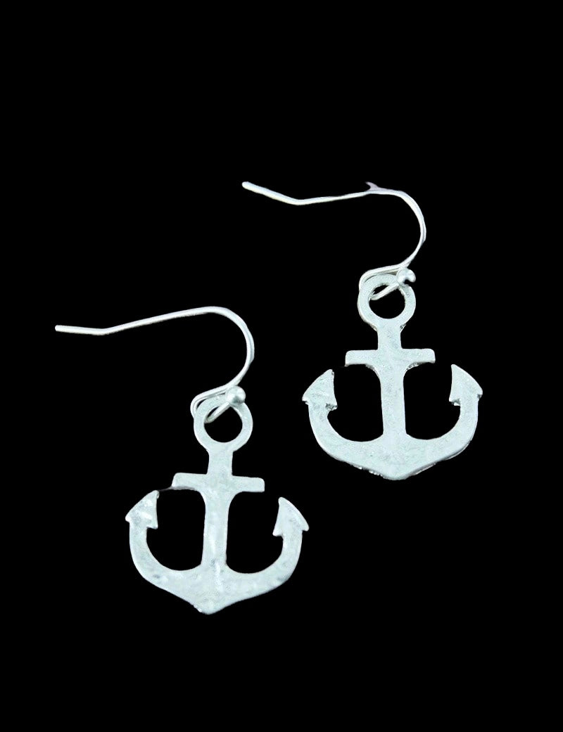 Silvertone Anchor Earrings