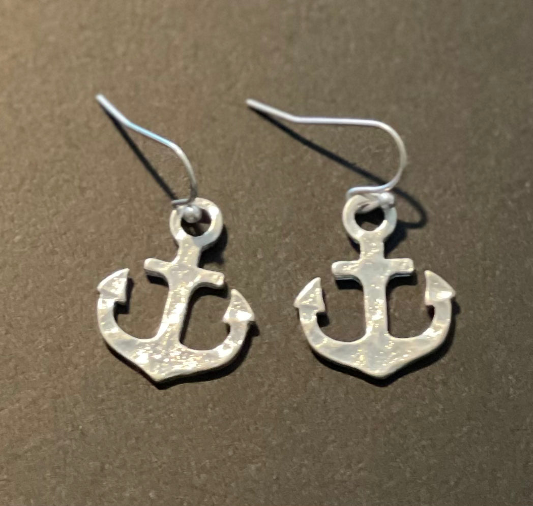 Silvertone Anchor Earrings