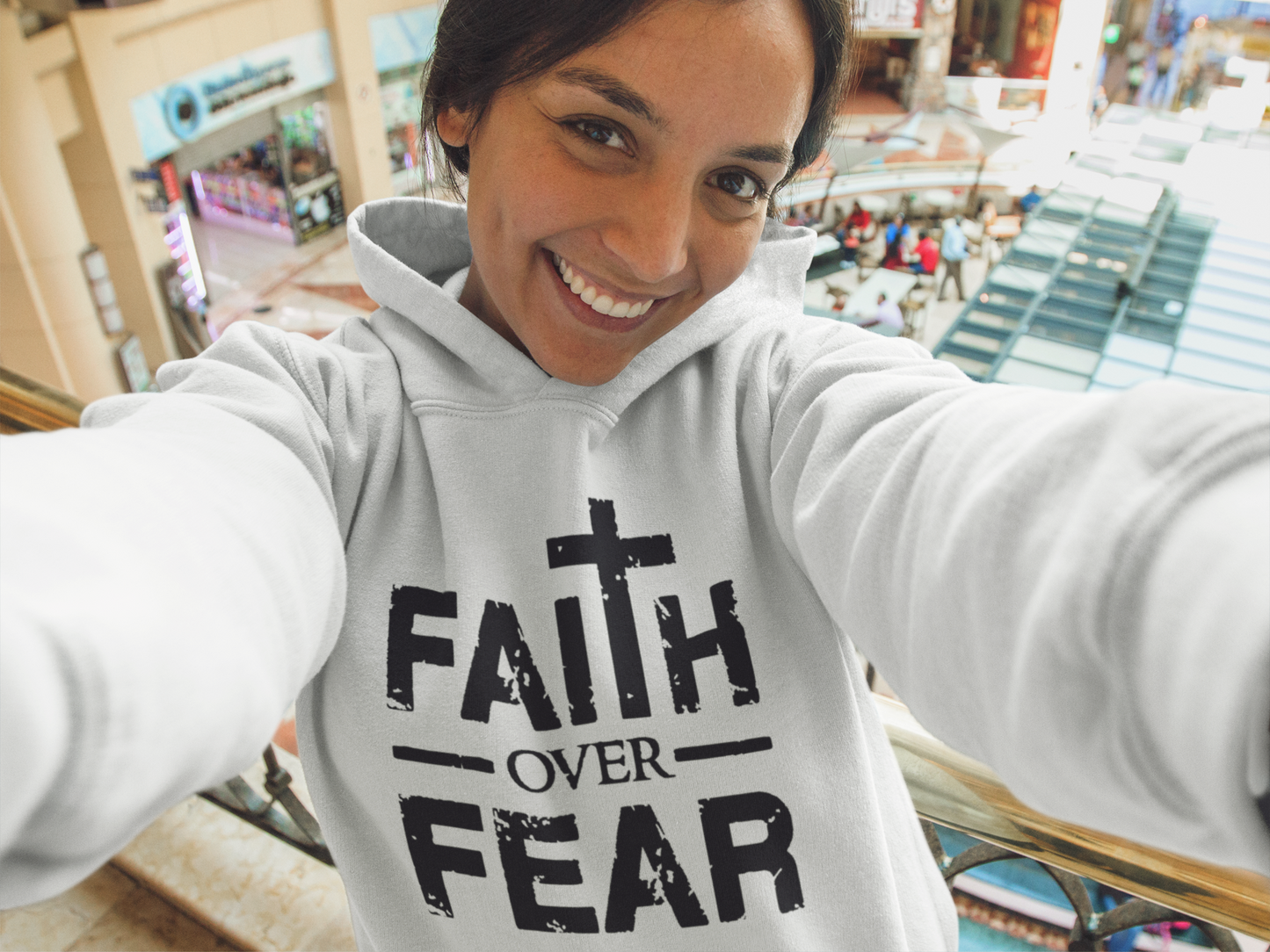 Distressed Faith over Fear Hoodie