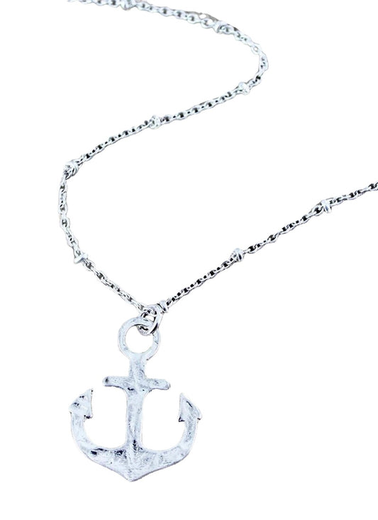 Silvertone Anchor Necklace