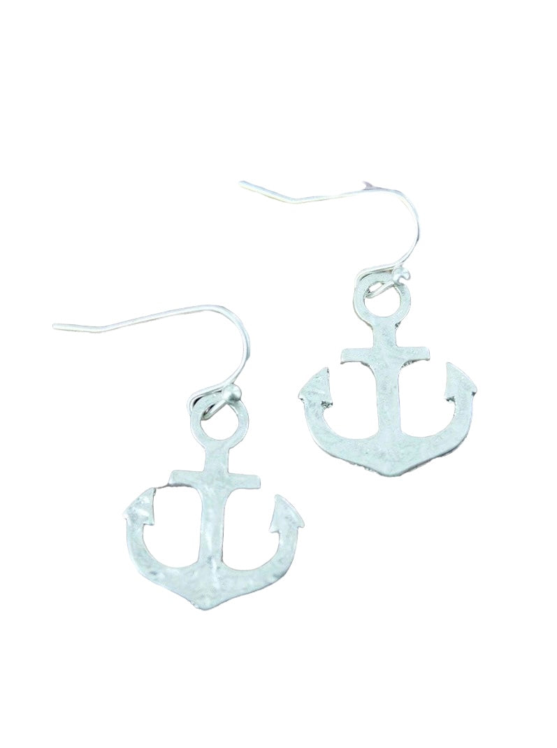 Silvertone Anchor Earrings