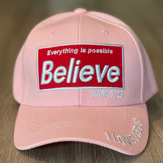 Believe Baseball Cap - Light Pink