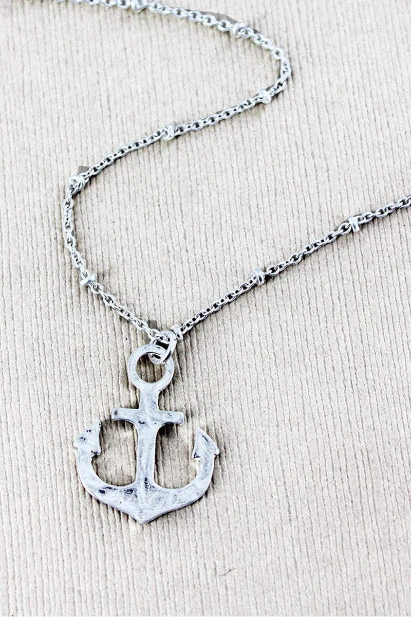 Silvertone Anchor Necklace