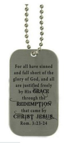 Romans 3:23-24 Dog Tag