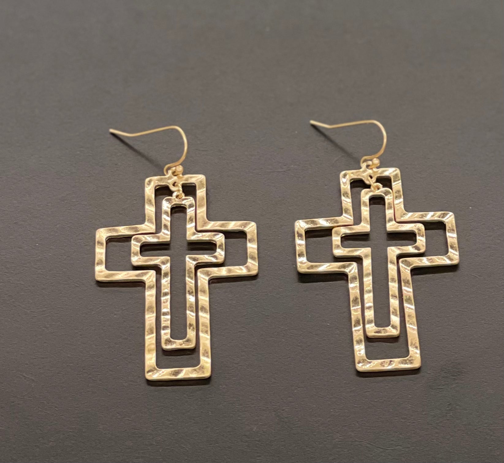 Hammered on sale cross earrings