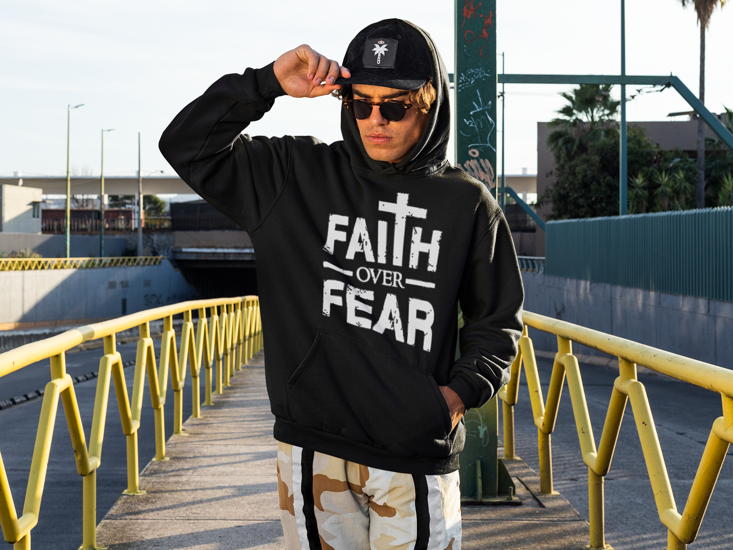 Distressed Faith over Fear Hoodie