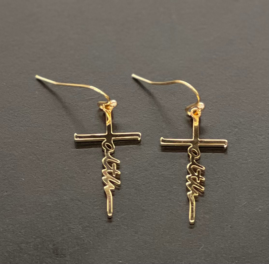 Goldtone Faith Cross Earrings