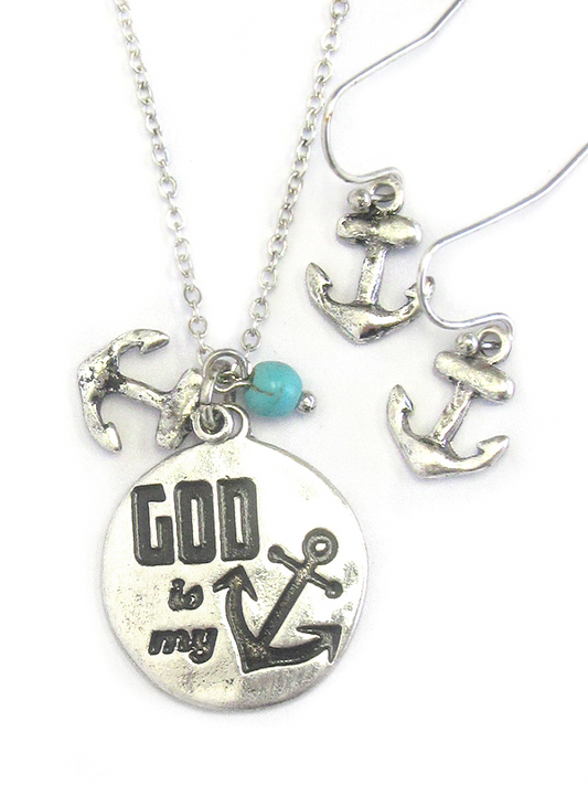 God is My Anchor Necklace Set