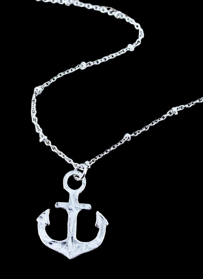 Silvertone Anchor Necklace