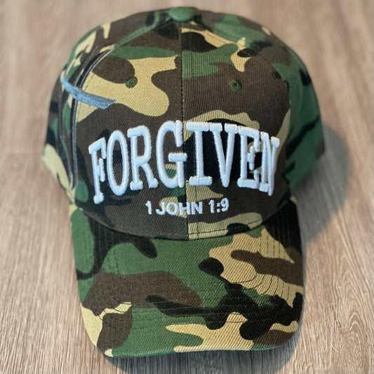 Forgiven 1 John 1:9 Baseball Cap - Camo